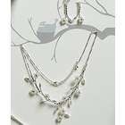 Autumn Rose Wedding Pearl Flower Vine Necklace and Earring Set