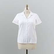 Basic Editions Womens Button Front Short Sleeve Shirt 