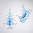   Pack of 24 Blue Cameo Tree and Sled Filigree Christmas Ornaments 4.75