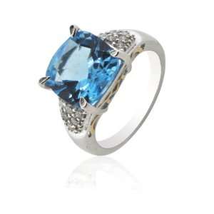 25cttw Natural White Diamond (SI Clarity, GH Color) & Blue Topaz 