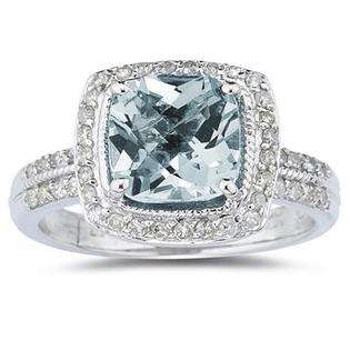 szul com 2 50 ct cushion cut aquamarine diamond ring