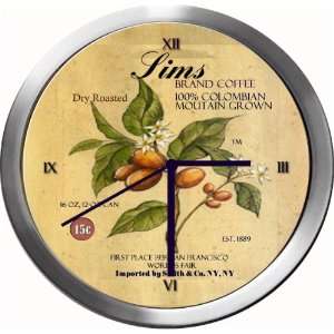  SIMS 14 Inch Coffee Metal Clock Quartz Movement Kitchen 