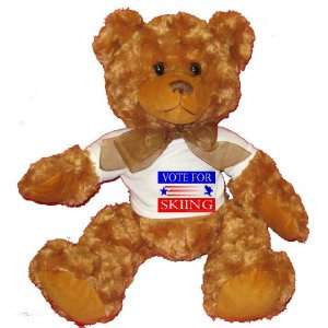  VOTE FOR SKIING Plush Teddy Bear with WHITE T Shirt Toys & Games