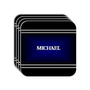 Personal Name Gift   MICHAEL Set of 4 Mini Mousepad Coasters (black 