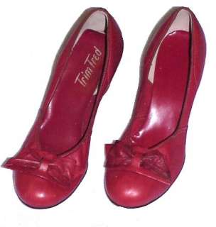 1940S 50s VINTAGE HEELS by TRIM TRED RED LEATHER  