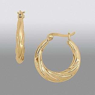 18MM Twisted Hoop Earring. 24K Yellow Gold over Sterling Silver 