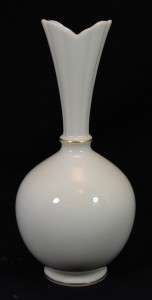 VTG 40s Lenox 8 Rose Bud Vase Bulb Gold Trim Blue Mark  