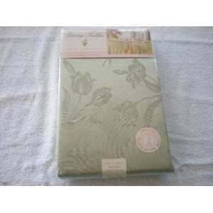 Spring Tulips Damask Tablecloth 60 in X 144 in Oblong light Pistachio 
