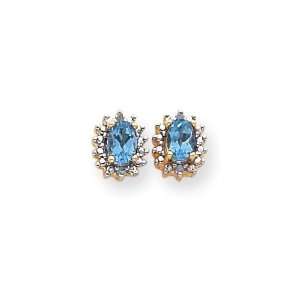   Blue Topaz Birthstone Earrings in 14k Yellow Gold (0.04 Ct. Jewelry