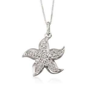   : Pave Diamond Accent Starfish Pendant Necklace In Gold. 18 Jewelry