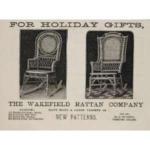  1891 Ad Victorian Rattan Rocker Rocking Chair Wakefield 