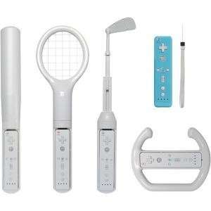   Wii Grand Slam 6 In 1 Sports Pack White Baseball Bat Tennis Racket