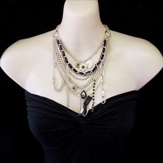   jewellery multi strand chain charm pendant adjustable necklace  