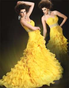 Lemon Yellow Couture Mac Duggal 9870M Pageant Gown 4  