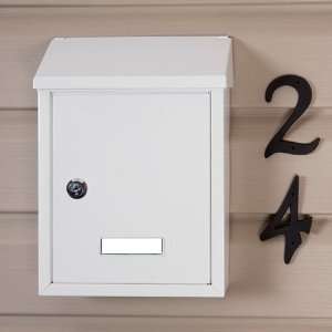   Smart Locking Wall Mount Mailbox   White Powder Coat: Home Improvement
