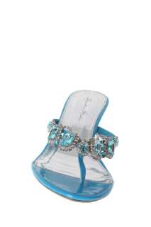 annette 01 Womens kitty heel thong sandal with gems  