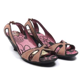 SC7 FLY LONDON Lena Dusty Pink & Black Slingback Sandals Size 38 RRP 