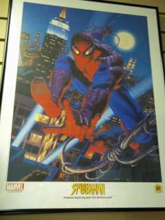 SPIDER MAN LITHOGRAPH WTC WORLD TRADE CENTER in BACKGROUND 