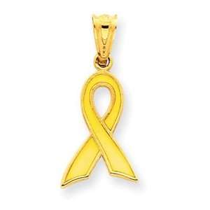   Jewelry Gift 14K Small Yellow Enameled Awareness Ribbon Charm: Jewelry