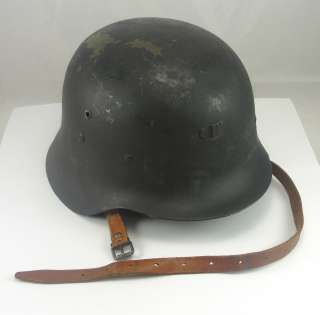 World War II German Helmet Nazi M42 Steel Original Leather Strap 