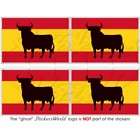 SPAIN Spanish Bull Flag 2 Bumper Helmet Stickers x4