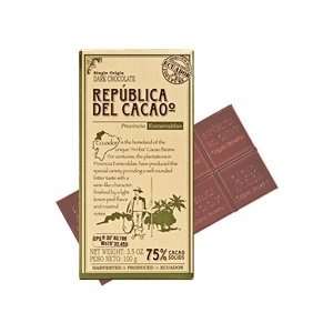 Ecofriendly Republica del Cacoa Esmeraldas 75% Chocolate Bars (8x12x 3 