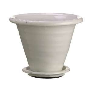  10dx7.5h Ceramic Pot W/Saucer Cream (Pack of 2)