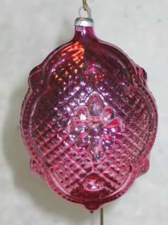 Vtg Christmas Glass Embossed Quilted Pillow Ornament  