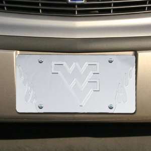   Virginia Mountaineers Silver Mirrored Flame License Plate Automotive