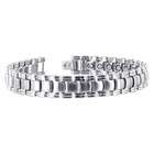 Gem Avenue Mens Silver Tone Finish Stainless Steel 12mm Wide Magnetic 