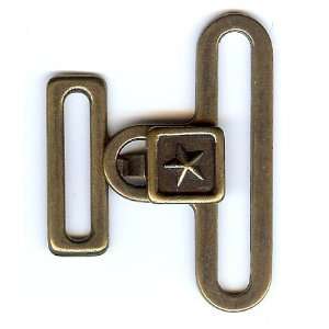  Square Texas Star Clasp in Antique Brass Finish. Size 2 X 