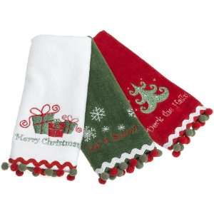 DII Holiday Greetings Embroidered Guest Towel, Set of 3  
