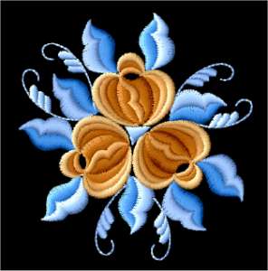Norwegian Style Roses machine embroidery designs 5x7  