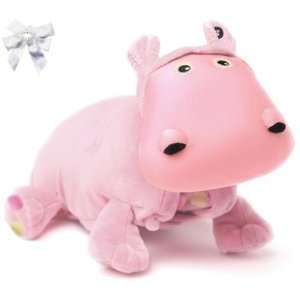   Pillow Animal & Blanket Pink Baby Hippo and Hair Bow!: Home & Kitchen