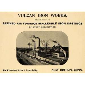  1900 Ad Vulcan Iron Works New Britain Conn Air Furnace Iron Casting 