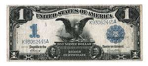 1899 ONE DOLLAR SILVER CERTIFICATE BLACK EAGLE LARGE NOTE  