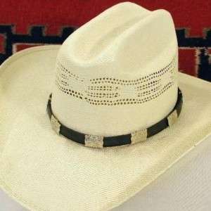 Navajo Silver Concho Leather Hat Band  
