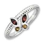 Jewelry Adviser rings Sterling Silver Stackable Expressions Garnet 