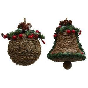  Jute look Ball Ornament Set of Two