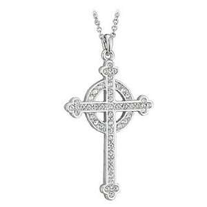    Rhodium Small Crystal Cross Pendant   Made in Ireland Jewelry