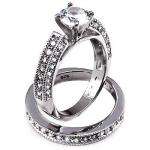 Breathtaking Engagement Round Cut CZ Sterling Silver Wedding Ring Set