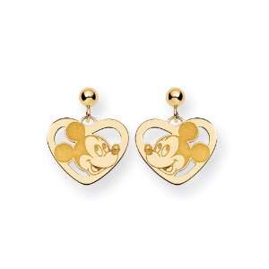    Disney Yellow Gold Heart Mickey Mouse Post Earrings: Jewelry