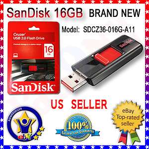 BRAND NEW Geniune SanDisk Cruzer 16GB USB 2.0 Flash Drive SDCZ36 016G 