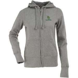  Baylor Womens Zip Front Hoody Sweatshirt (Grey): Sports 