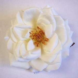  Orlane Rose Artificial Flower Pin Brooch, White Beauty