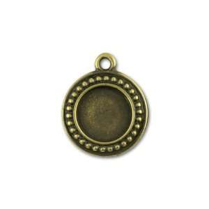   Oxide Pewter Beaded Round Picture Frame Pendant Arts, Crafts & Sewing