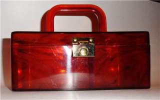   1940 Lucite Bakelite Faux Tortoise Shell Purse Handbag Vintage Clutch