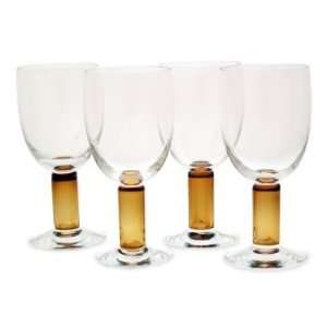 Designer glass red wine goblets, Crystal Topaz (set of 4)  