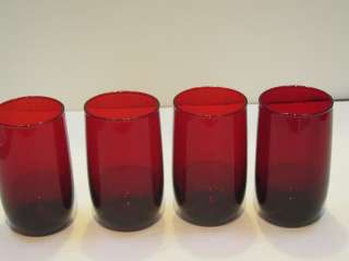 Vintage Ruby red 4 4 1/4 H, 10 oz tumblers Vnice  