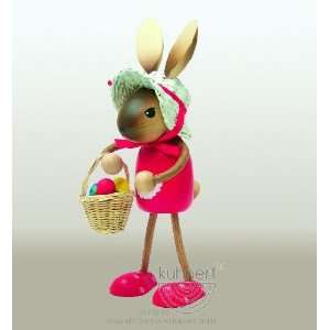   Rabbit Girl Carrying a Basket and Wearing a Straw Hat Arts, Crafts